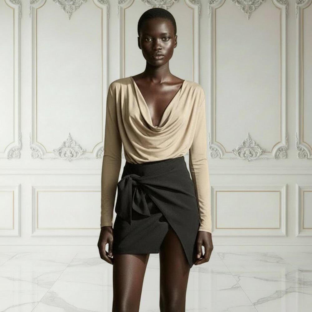 40. LAST TWO NUDE Cowl Bodysuit